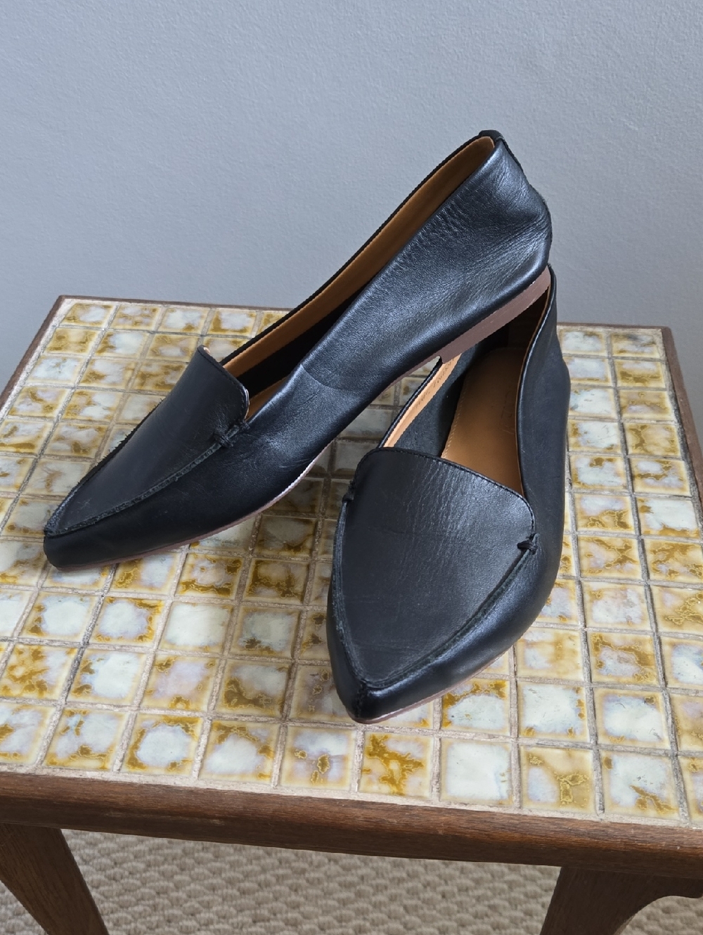 J. Crew Black Edie Leather Loafers Flats Size 6